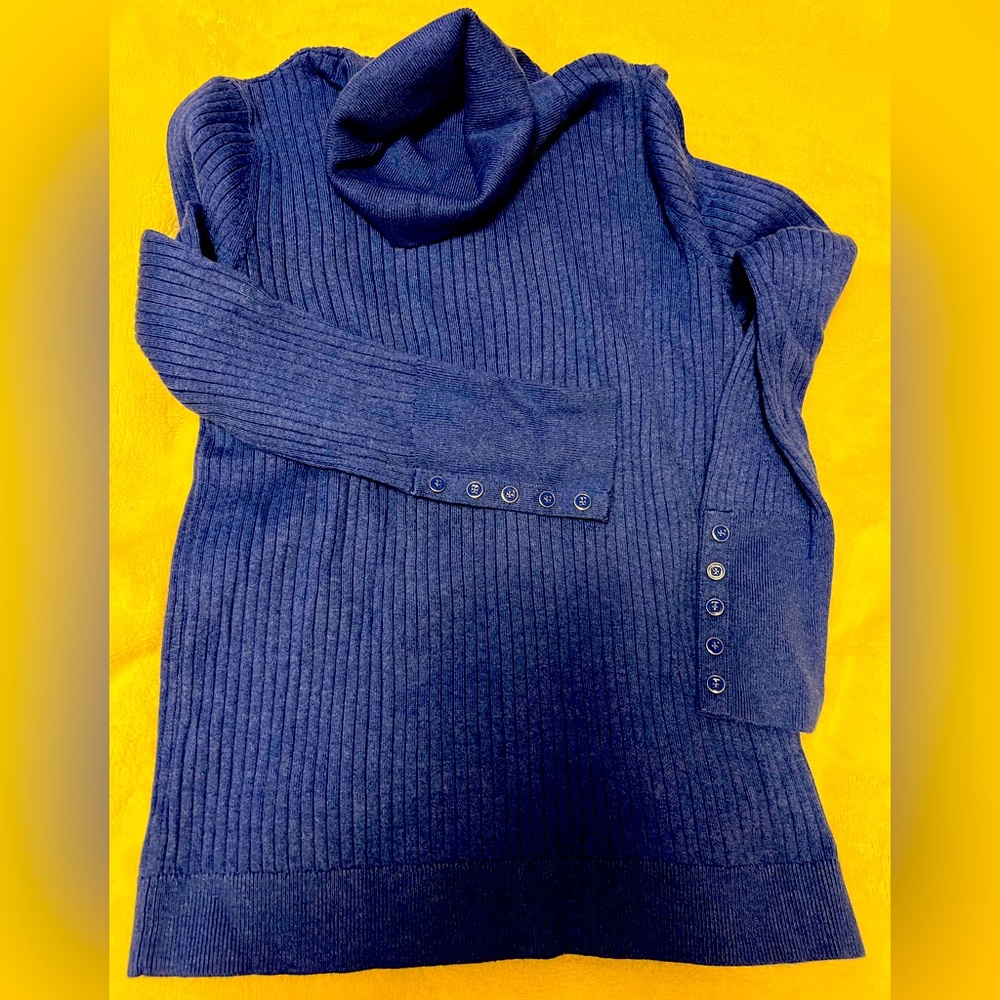 Women’s Talbots blue turtle neck.  Size large, buttons on sleeve.  Pretty